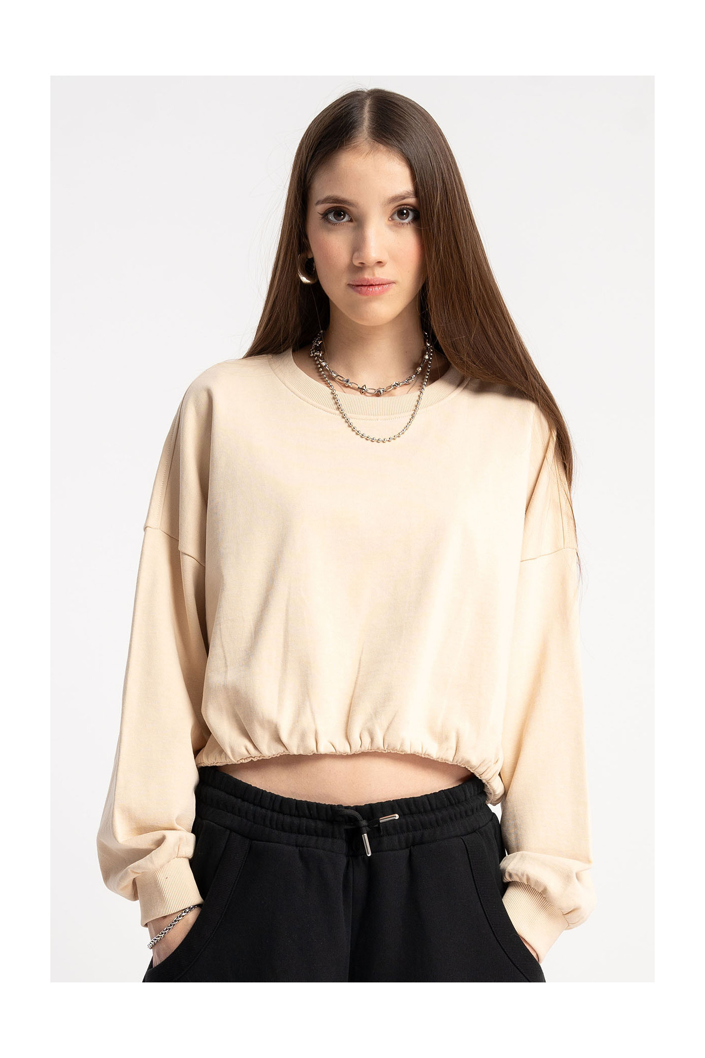 Kremowa bluza o kroju BUBBLE