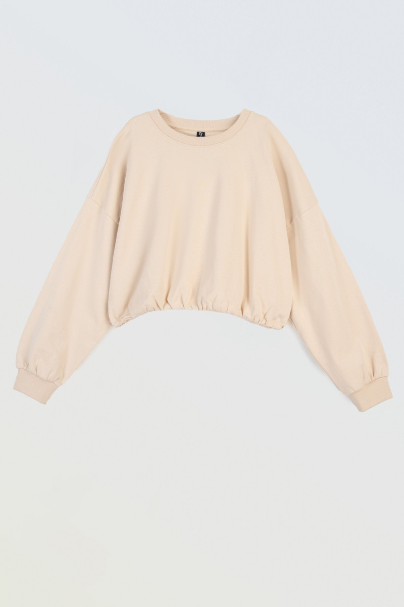 Kremowa bluza o kroju BUBBLE, kremowy