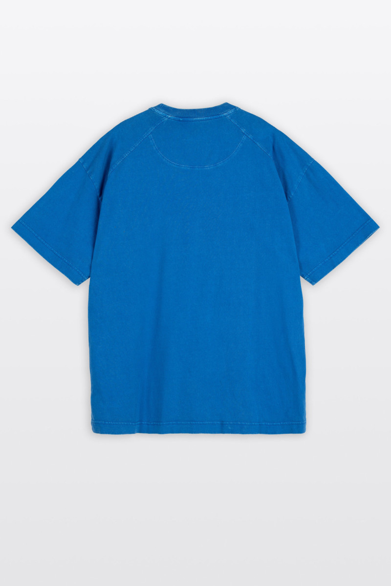 Niebieski t-shirt OVERSIZE z efektem sprania Niebieski t-shirt OVERSIZE z efektem sprania