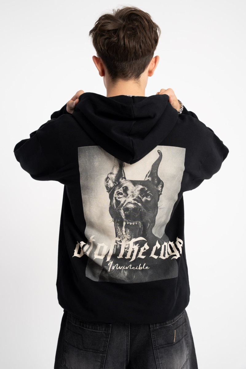 Czarna bluza REGULAR z kapturem z autorską grafiką z tyłu, czarny