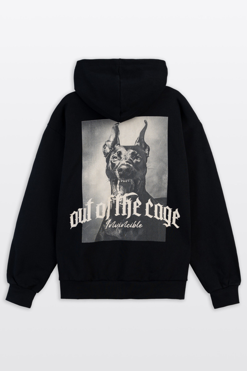 Czarna bluza REGULAR z kapturem z autorską grafiką z tyłu, czarny