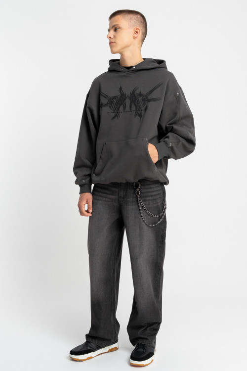 Czarne spodnie jensowe typu CARPENTER z efektem sprania Czarne spodnie jensowe typu CARPENTER z efektem sprania