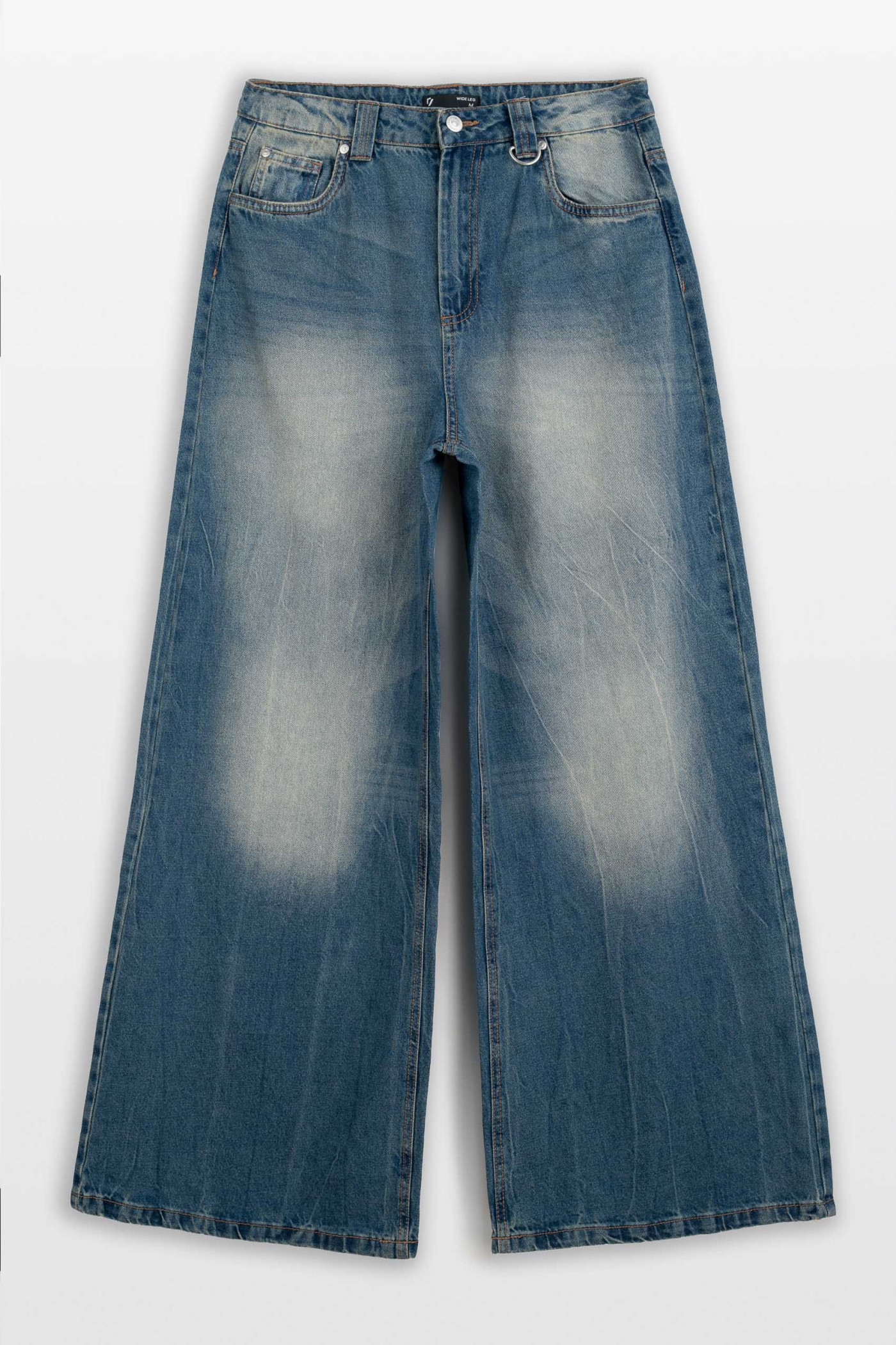 Granatowe spodnie jeansowe WIDE LEG