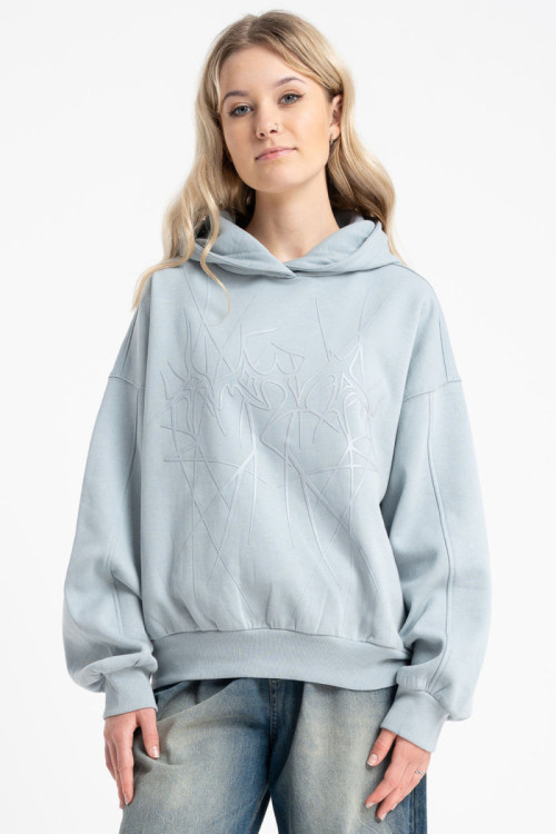 Jasnoniebieska bluza BOXY z autorską grafiką z przodu Jasnoniebieska bluza BOXY z autorską grafiką z przodu