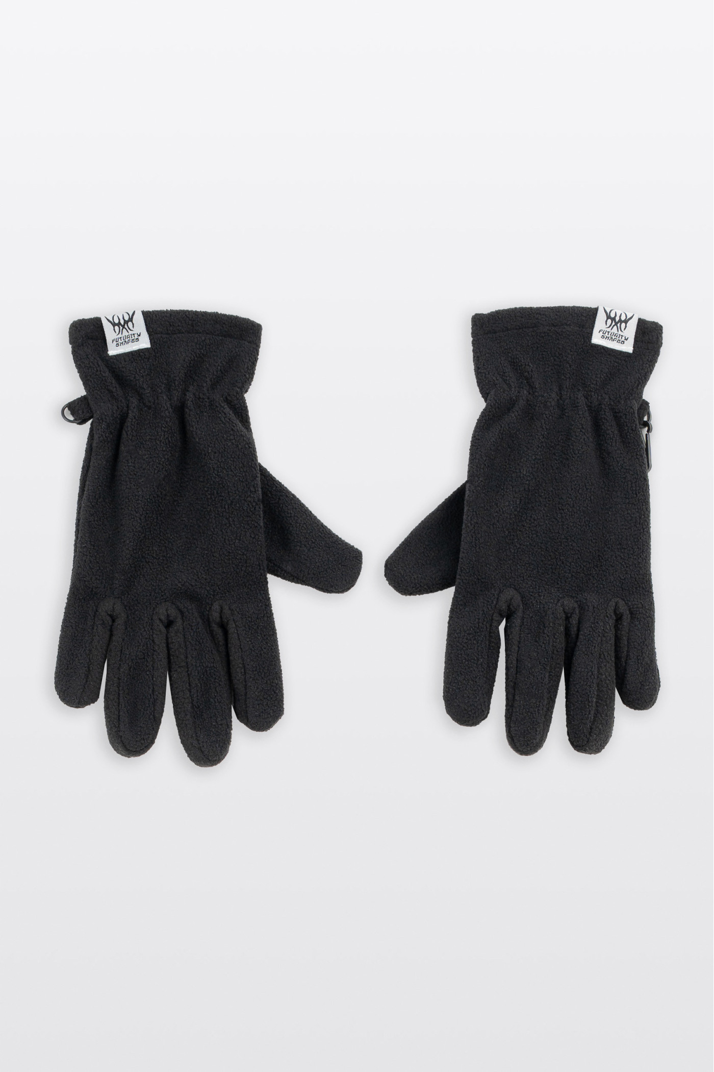 Czarne polarowe rękawiczki z naszywką Czarne polarowe rękawiczki z naszywką
