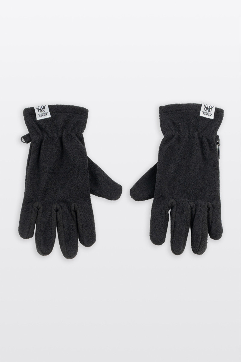 Czarne polarowe rękawiczki z naszywką Czarne polarowe rękawiczki z naszywką