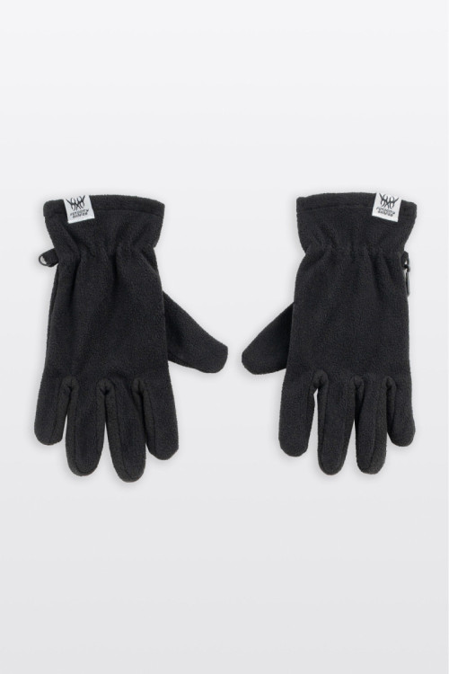 Czarne polarowe rękawiczki z naszywką Czarne polarowe rękawiczki z naszywką