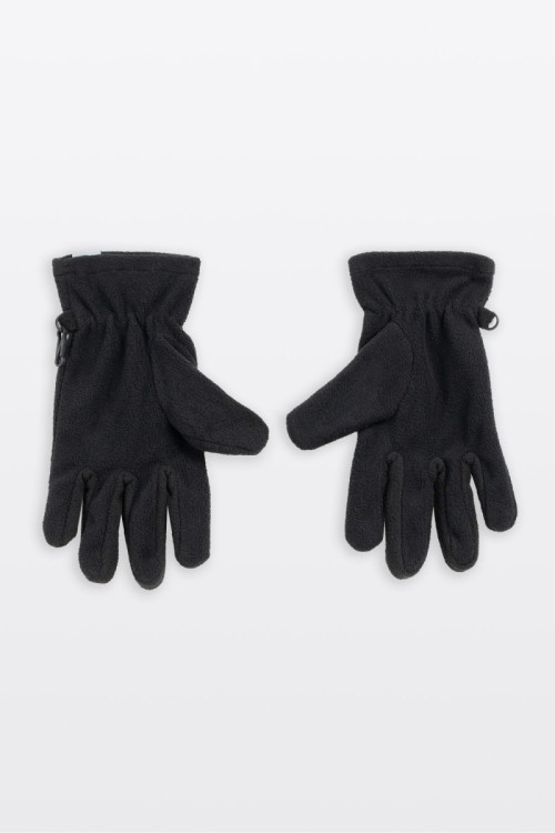 Czarne polarowe rękawiczki z naszywką Czarne polarowe rękawiczki z naszywką