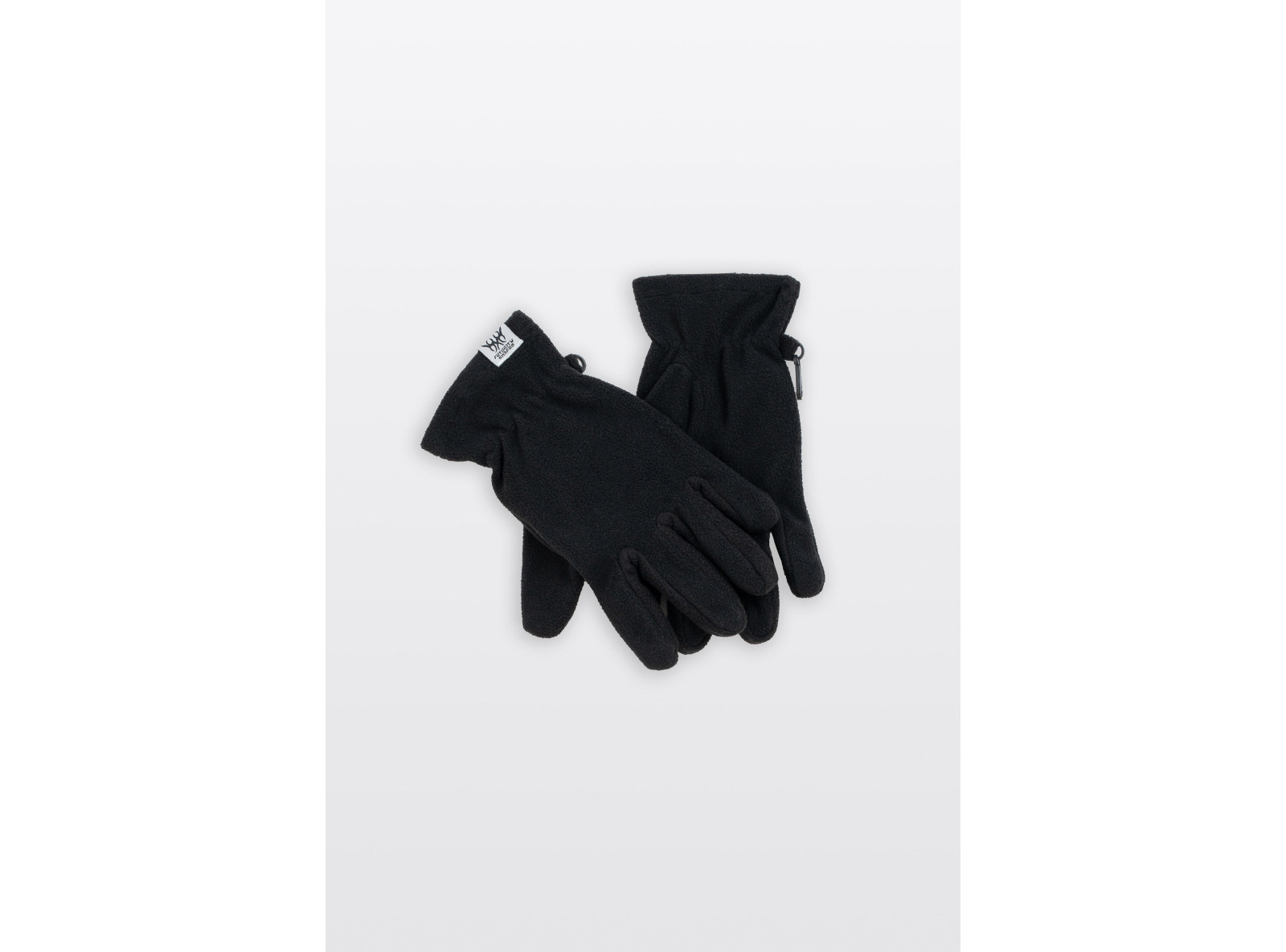 Czarne polarowe rękawiczki z naszywką Czarne polarowe rękawiczki z naszywką