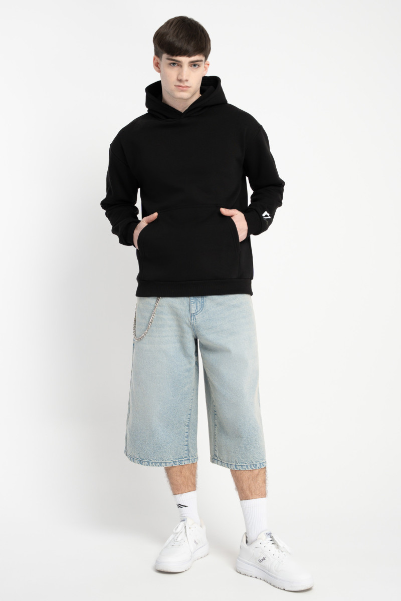 Czarna bluza UNISEX REGULAR z kapturem STORIES CONNECT US