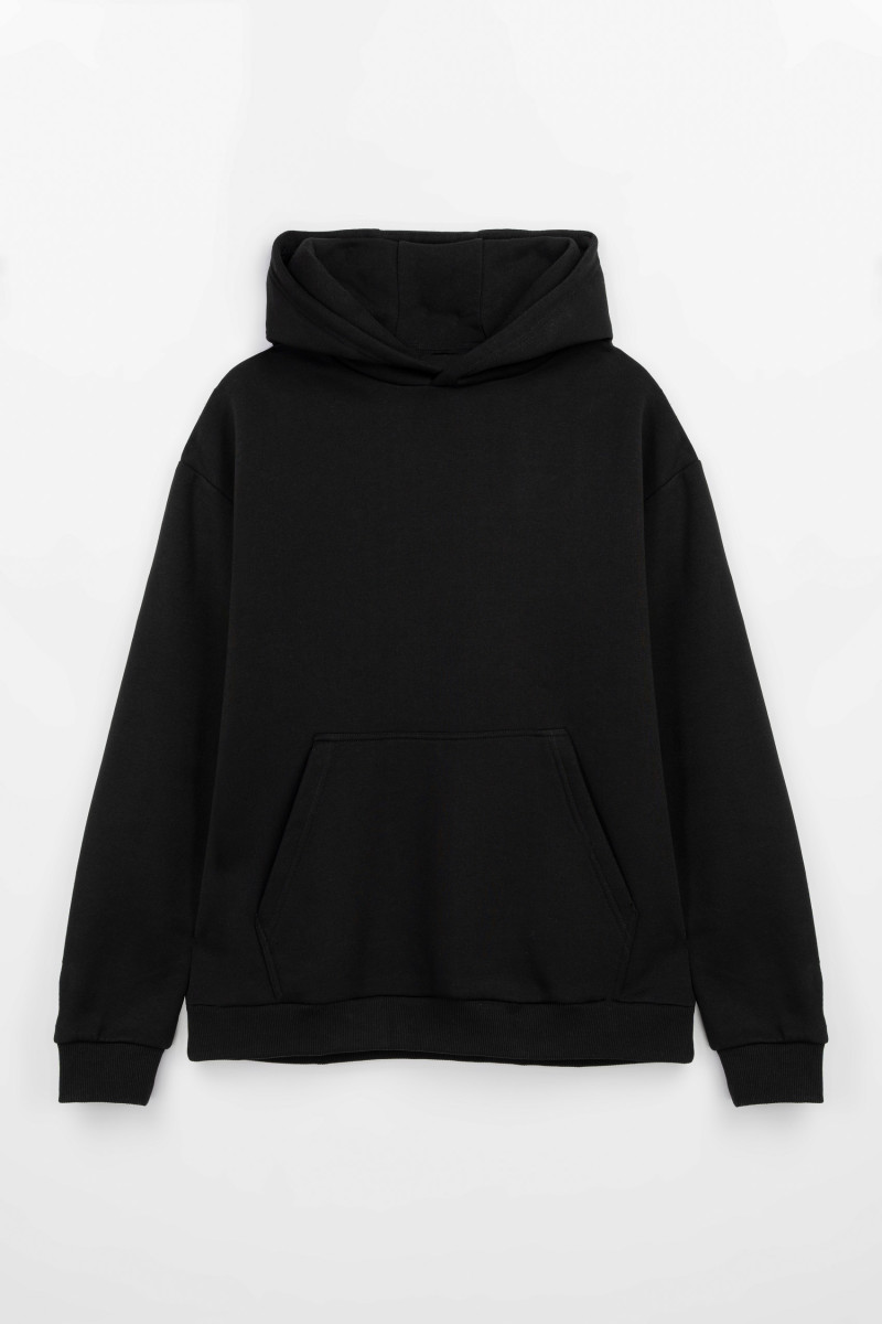 Czarna bluza UNISEX REGULAR z kapturem STORIES CONNECT US