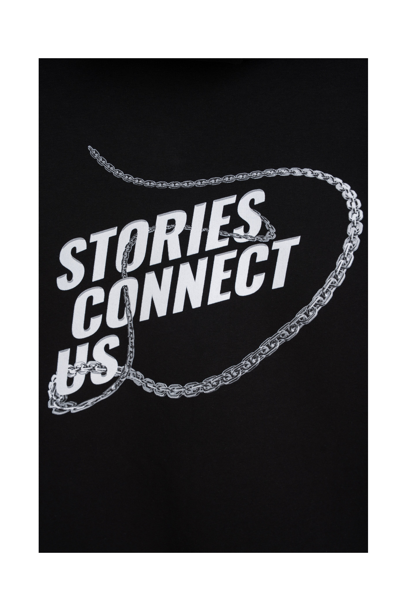 Czarna bluza UNISEX REGULAR z kapturem STORIES CONNECT US