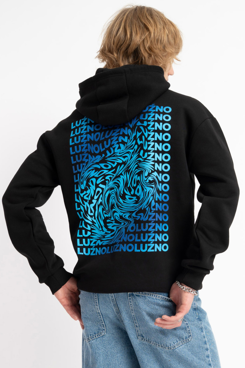 Czarna bluza UNISEX REGULAR z kapturem LUŹNO