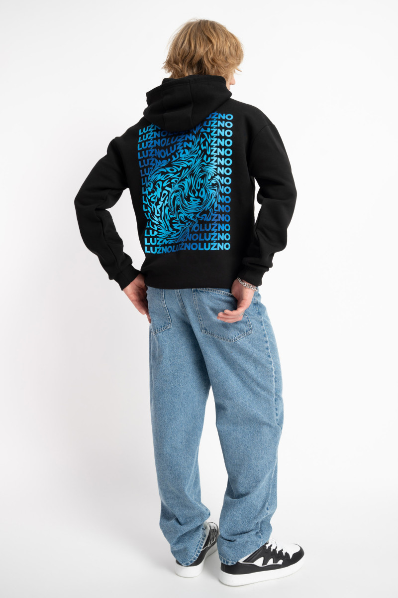 Czarna bluza UNISEX REGULAR z kapturem LUŹNO