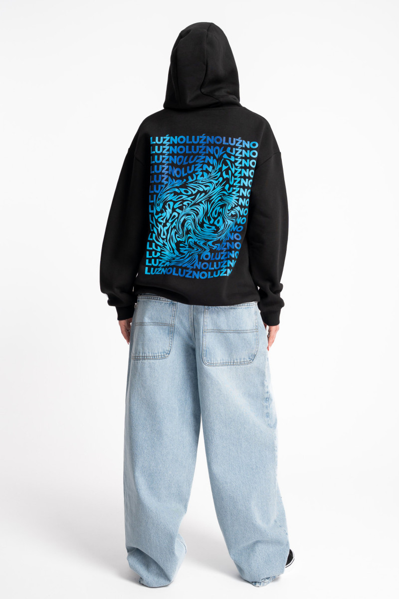 Czarna bluza UNISEX REGULAR z kapturem LUŹNO