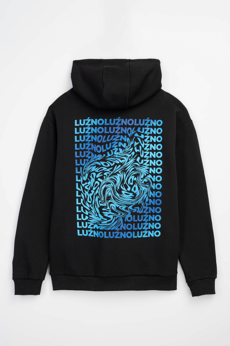 Czarna bluza UNISEX REGULAR z kapturem LUŹNO