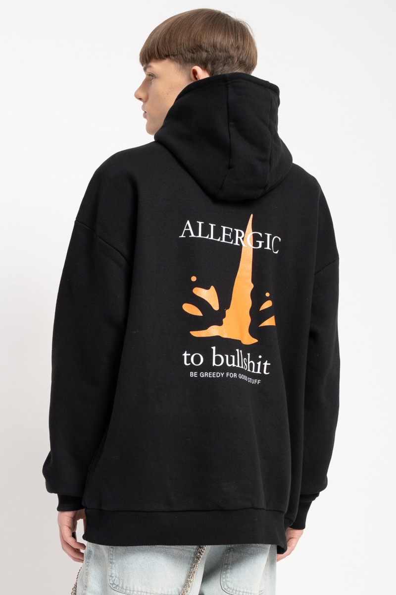 Czarna bluza UNISEX REGULAR z kapturem ALLERGIC TO BULLSHIT