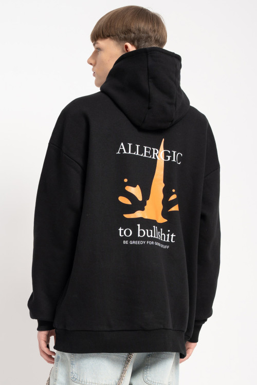 Czarna bluza UNISEX z kapturem ALLERGIC TO BULLSHIT Czarna bluza UNISEX z kapturem ALLERGIC TO BULLSHIT