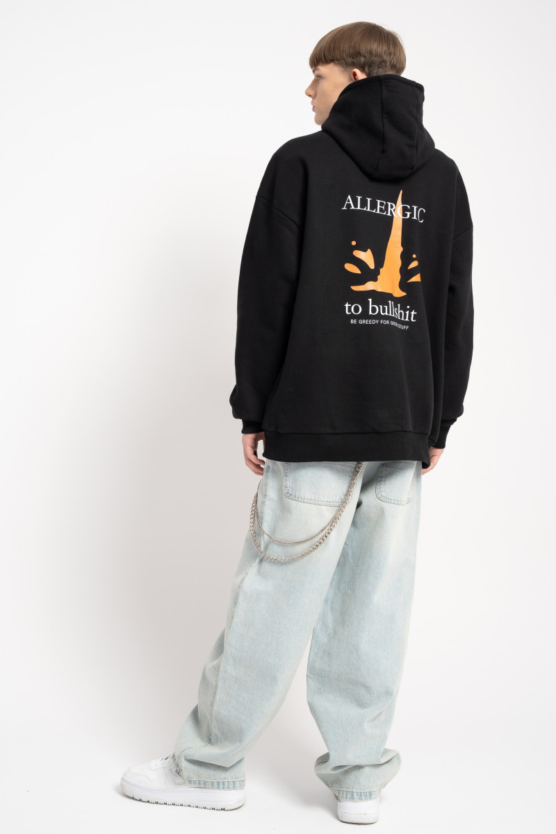 Czarna bluza UNISEX REGULAR z kapturem ALLERGIC TO BULLSHIT