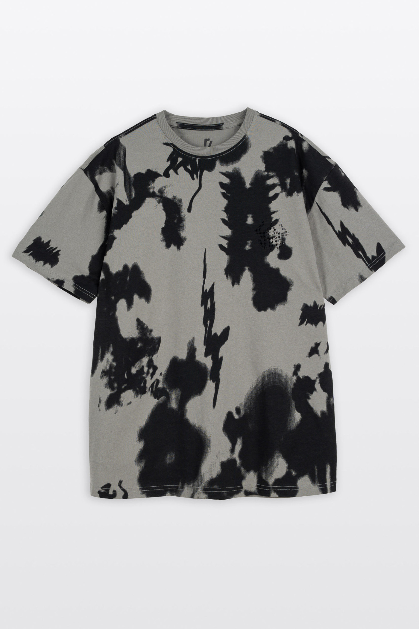 Szary t-shirt LOOSE z nadrukiem na całości Szary t-shirt LOOSE z nadrukiem na całości