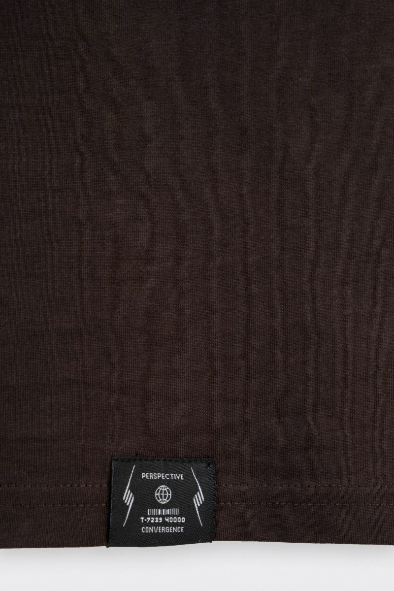 Brązowy t-shirt REGULAR bez nadruków Brązowy t-shirt REGULAR bez nadruków