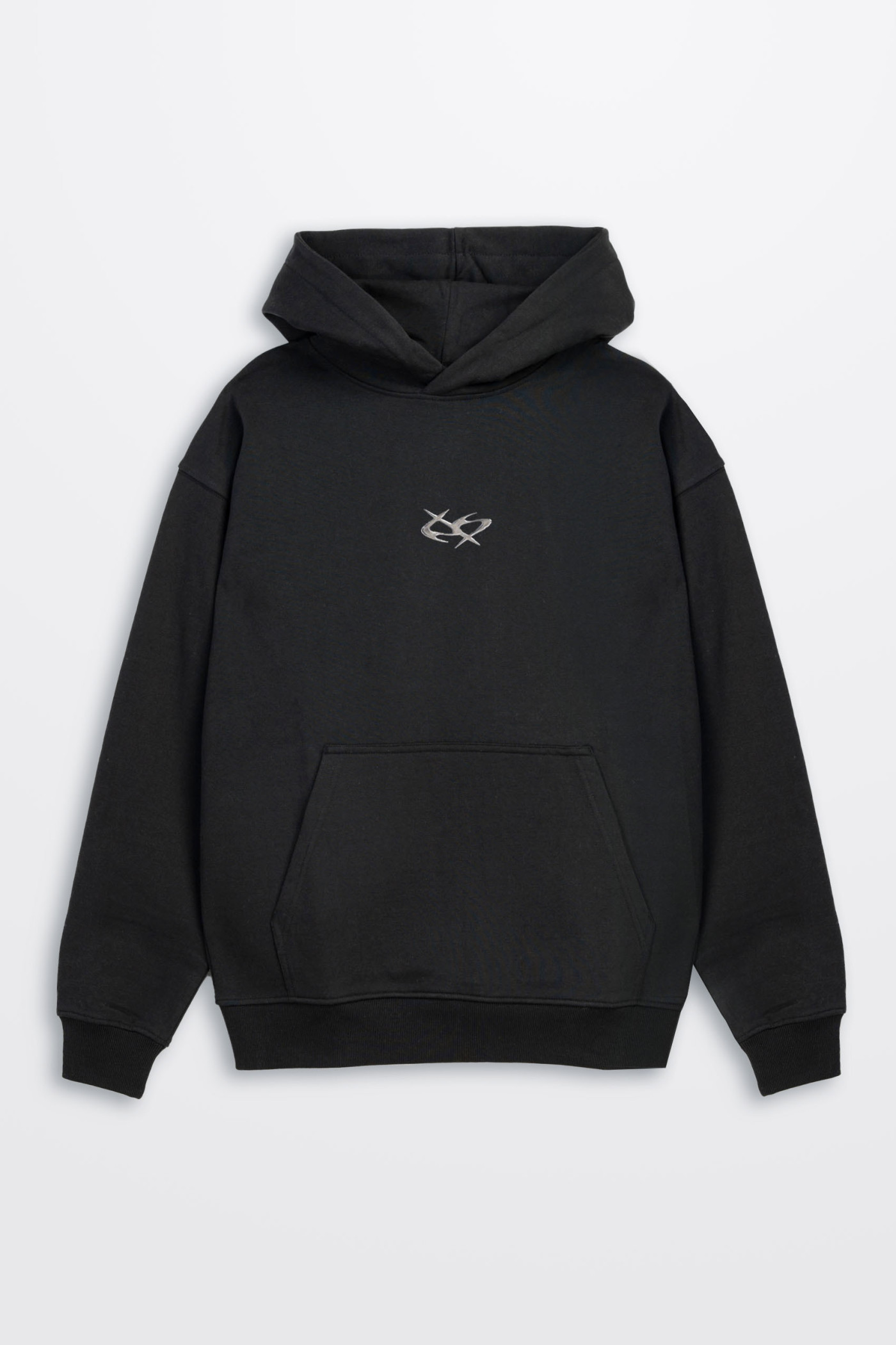 Czarna bluza REGULAR z kapturem z minimalistyczną grafiką z przodu Czarna bluza REGULAR z kapturem z minimalistyczną grafiką z przodu