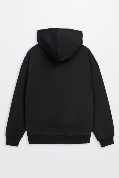 Czarna bluza REGULAR z kapturem z minimalistyczną grafiką z przodu Czarna bluza REGULAR z kapturem z minimalistyczną grafiką z przodu