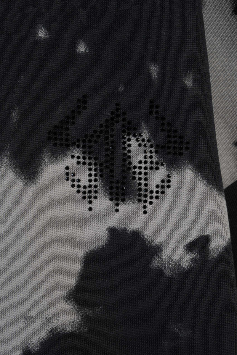 Szara bluza BOXY z kapturem z nadrukiem na całości