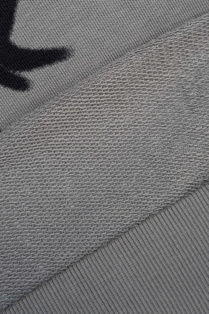 Szara bluza BOXY z kapturem z nadrukiem na całości Szara bluza BOXY z kapturem z nadrukiem na całości