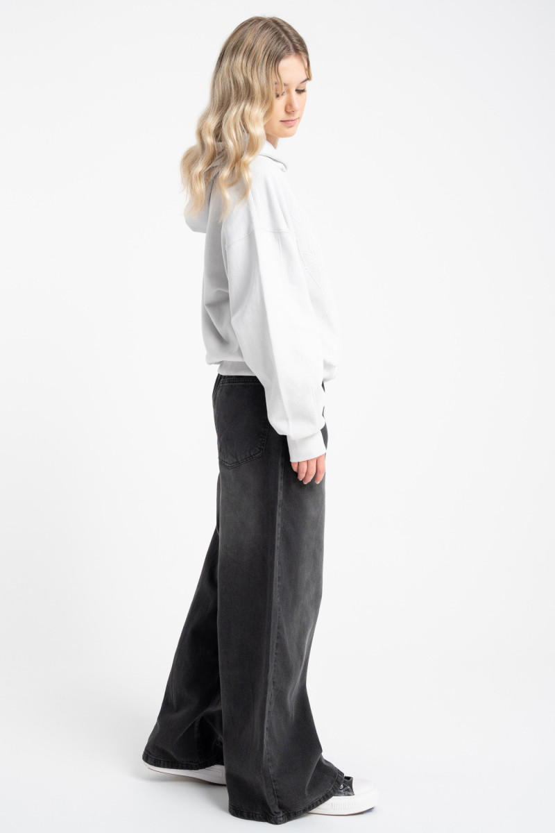 Jasnoszara bluza BOXY z autorską grafiką z przodu