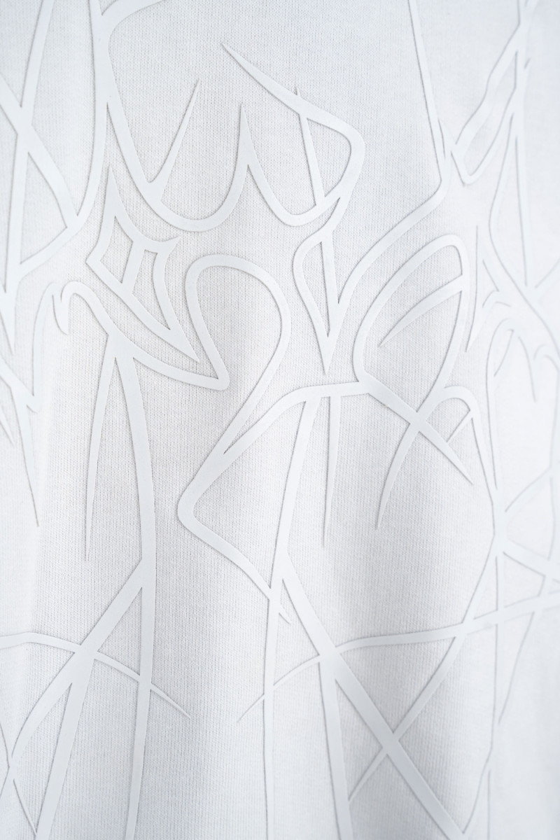 Jasnoszara bluza BOXY z autorską grafiką z przodu