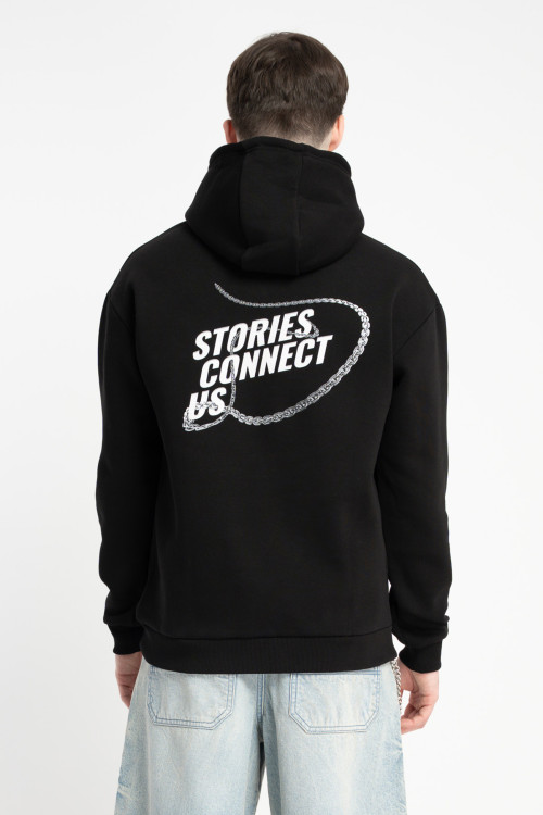 Czarna bluza UNISEX z kapturem STORIES CONNECT US Czarna bluza UNISEX z kapturem STORIES CONNECT US
