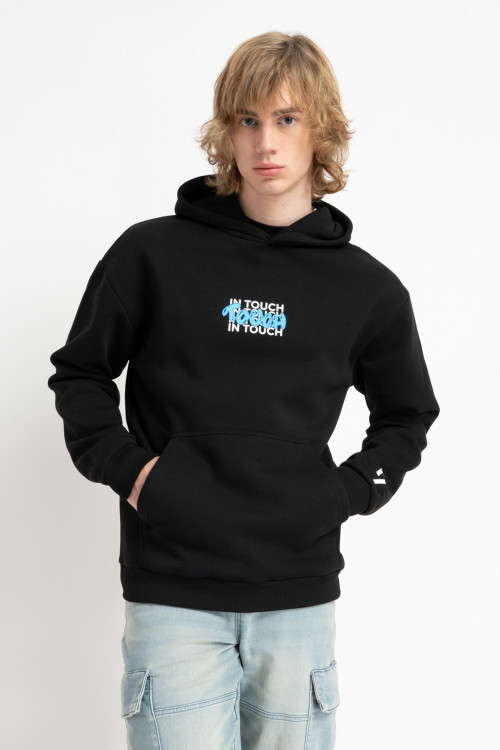 Czarna bluza UNISEX z kapturem IN TOUCH Czarna bluza UNISEX z kapturem IN TOUCH