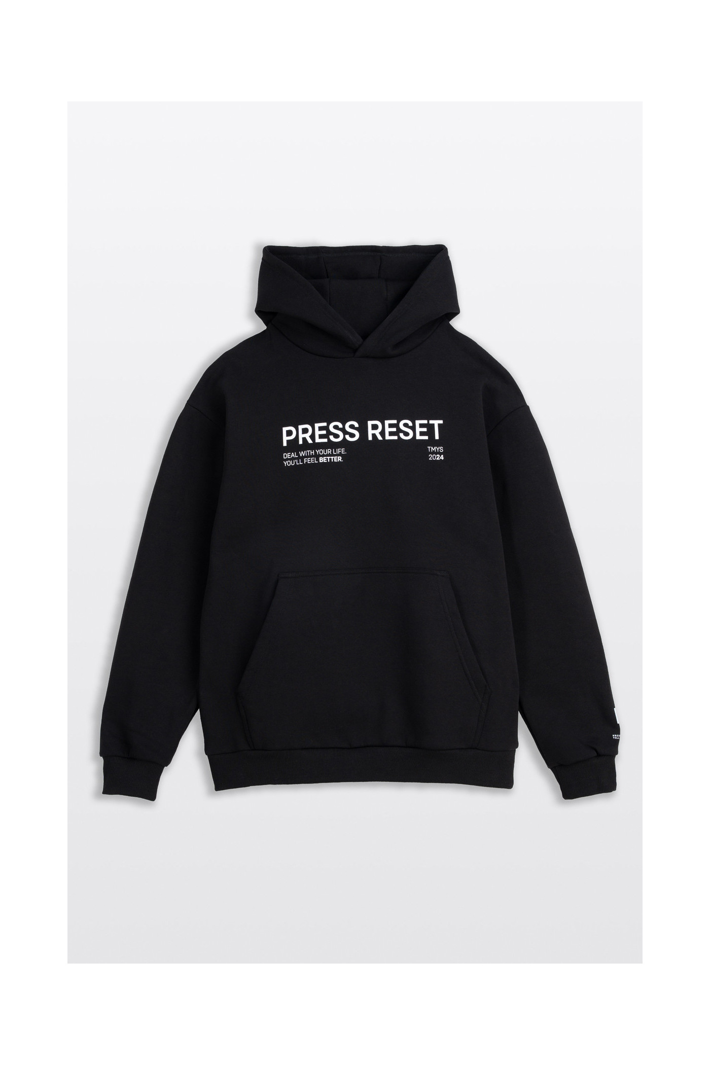 Czarna bluza UNISEX REGULAR z kapturem PRESS RESET