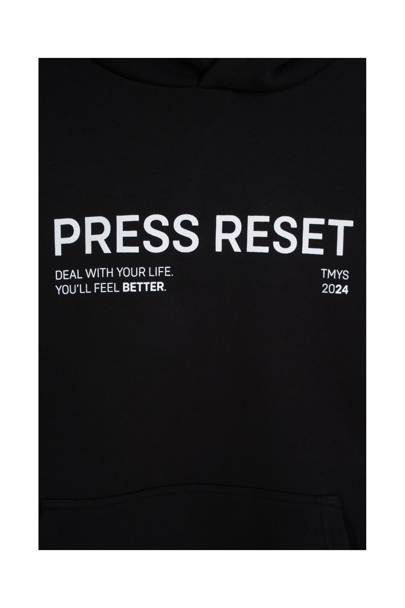 Czarna bluza UNISEX REGULAR z kapturem PRESS RESET