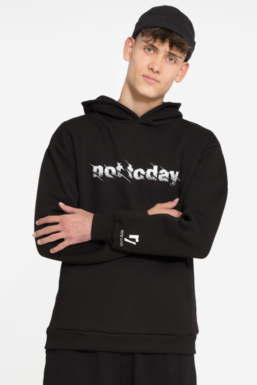 Czarna bluza UNISEX z kapturem NOT TODAY Czarna bluza UNISEX z kapturem NOT TODAY