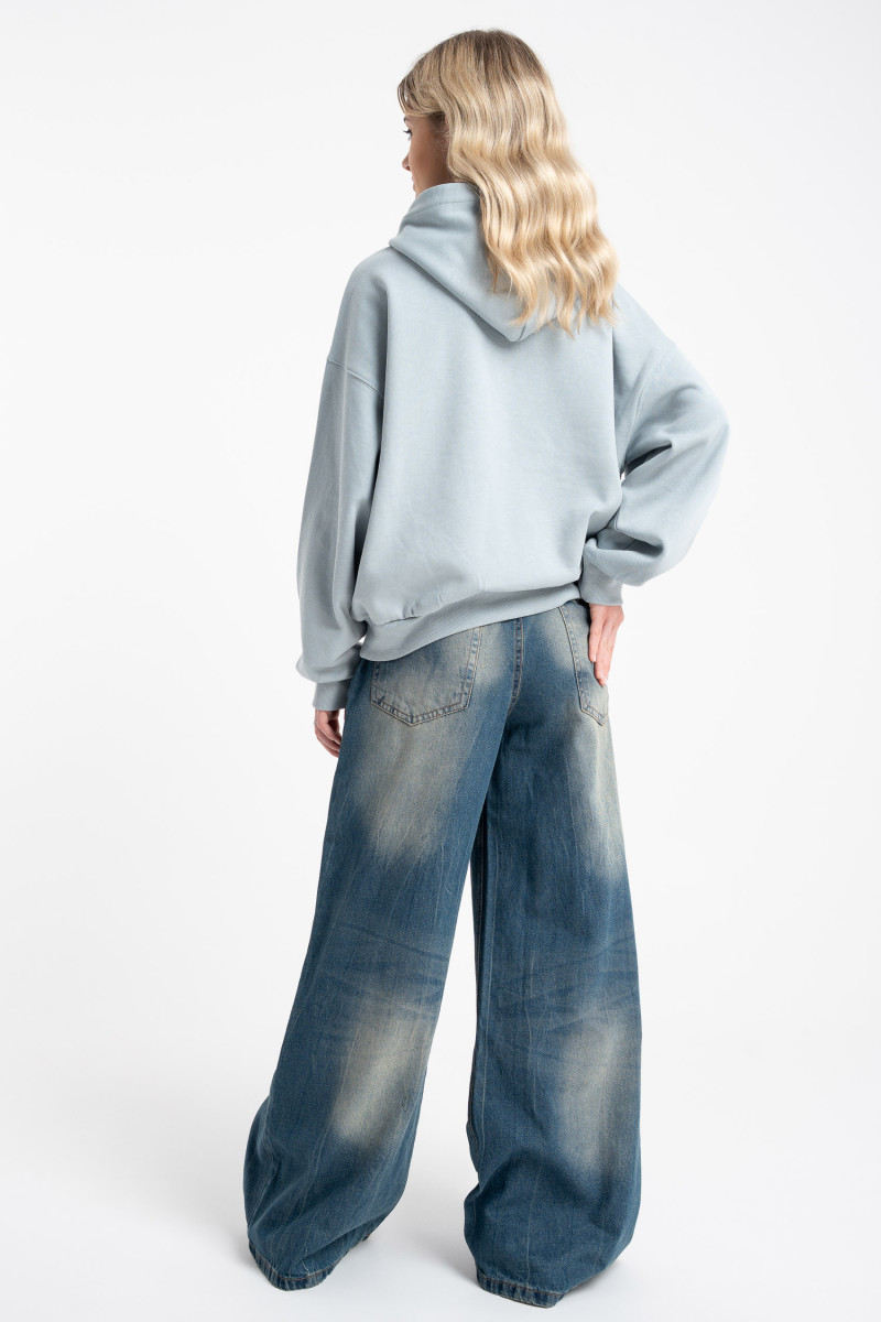 Granatowe spodnie jeansowe WIDE LEG, granatowy