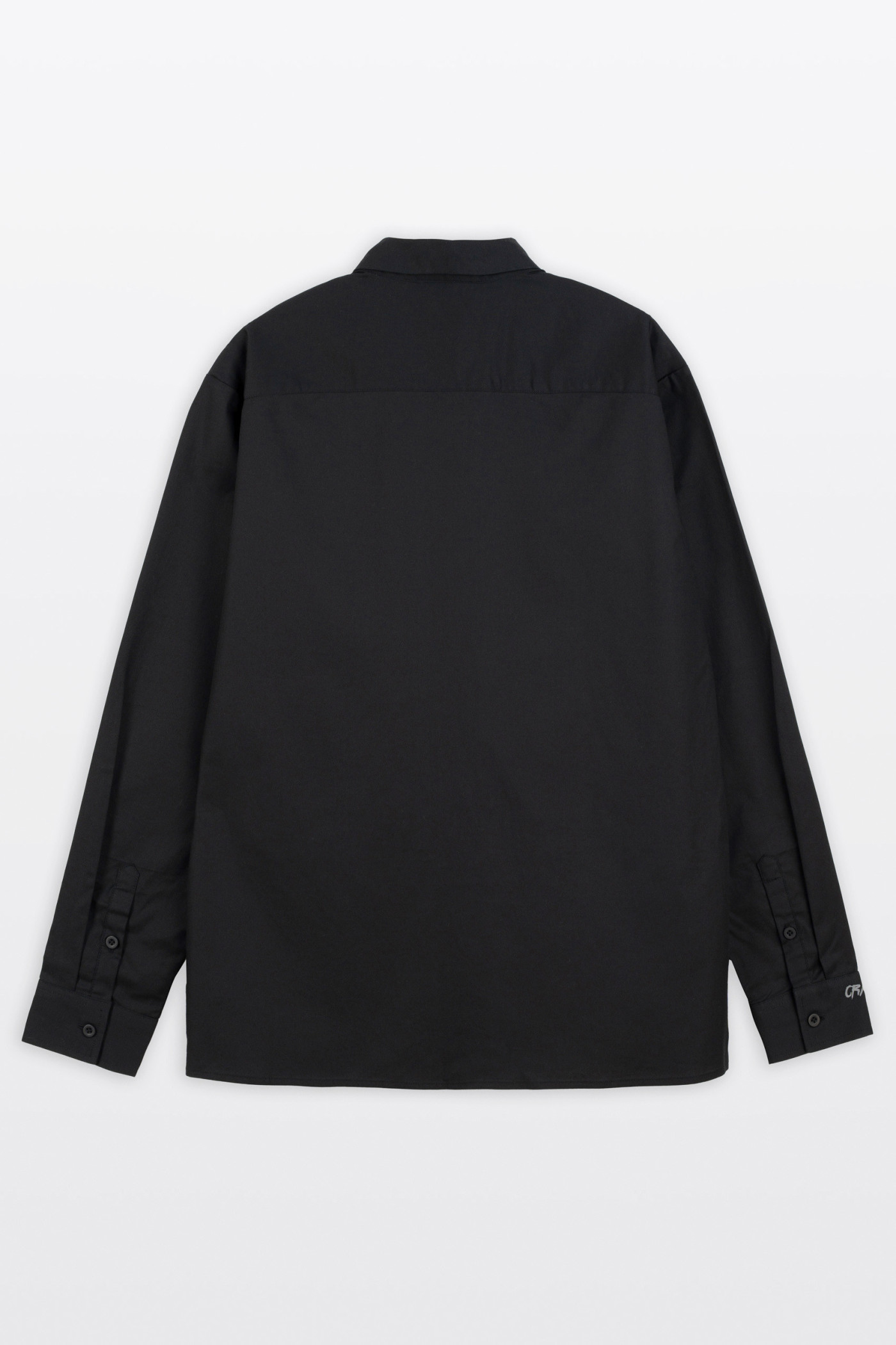 Czarna koszula LOOSE z autorską grafiką z przodu z długim rękawem