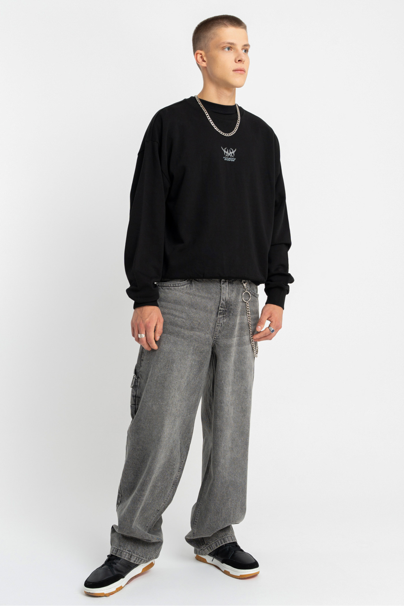 Szare spodnie jeansowe o kroju BAGGY Szare spodnie jeansowe o kroju BAGGY