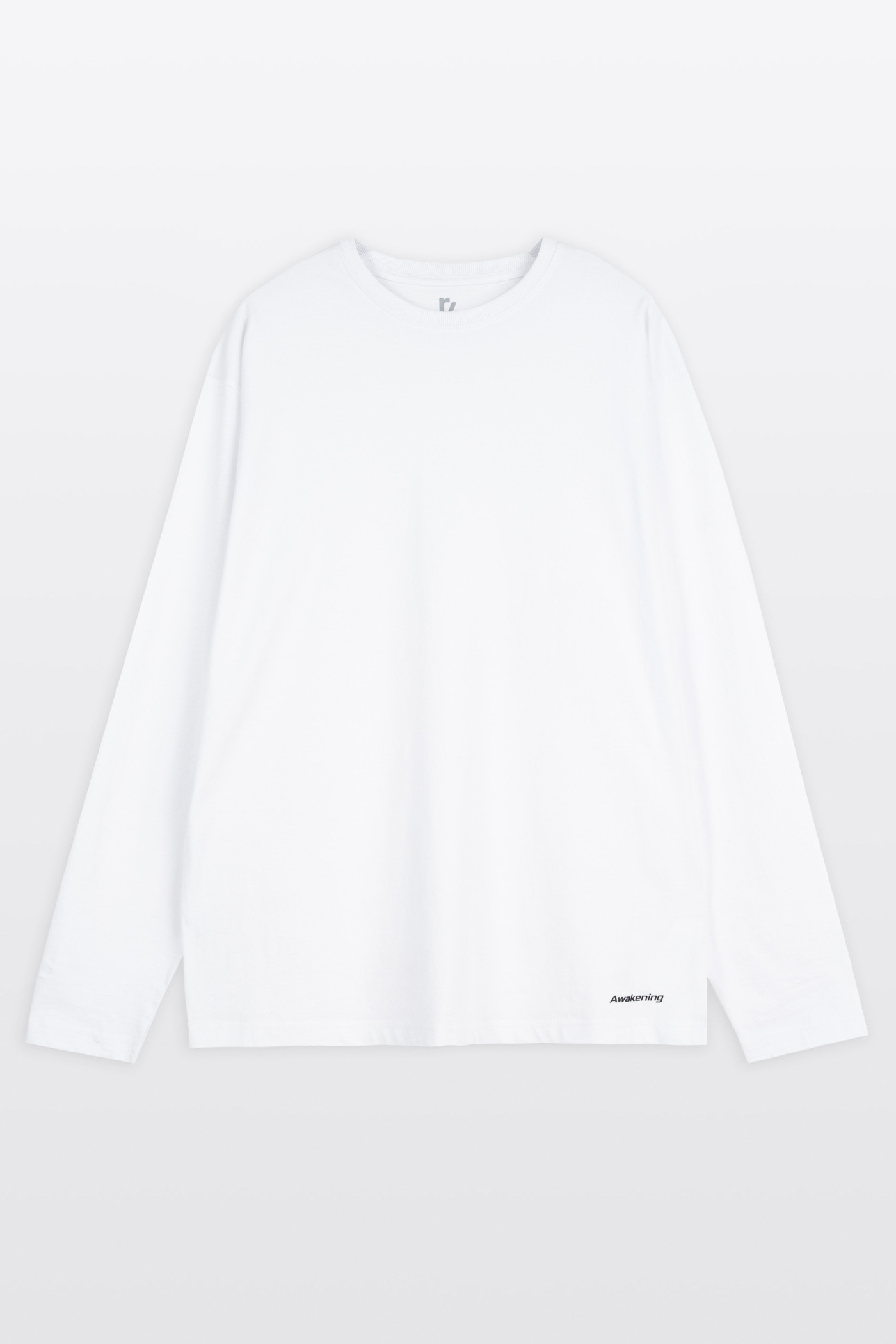 Biały longsleeve z minimalistycznym nadrukiem na dole Biały longsleeve z minimalistycznym nadrukiem na dole