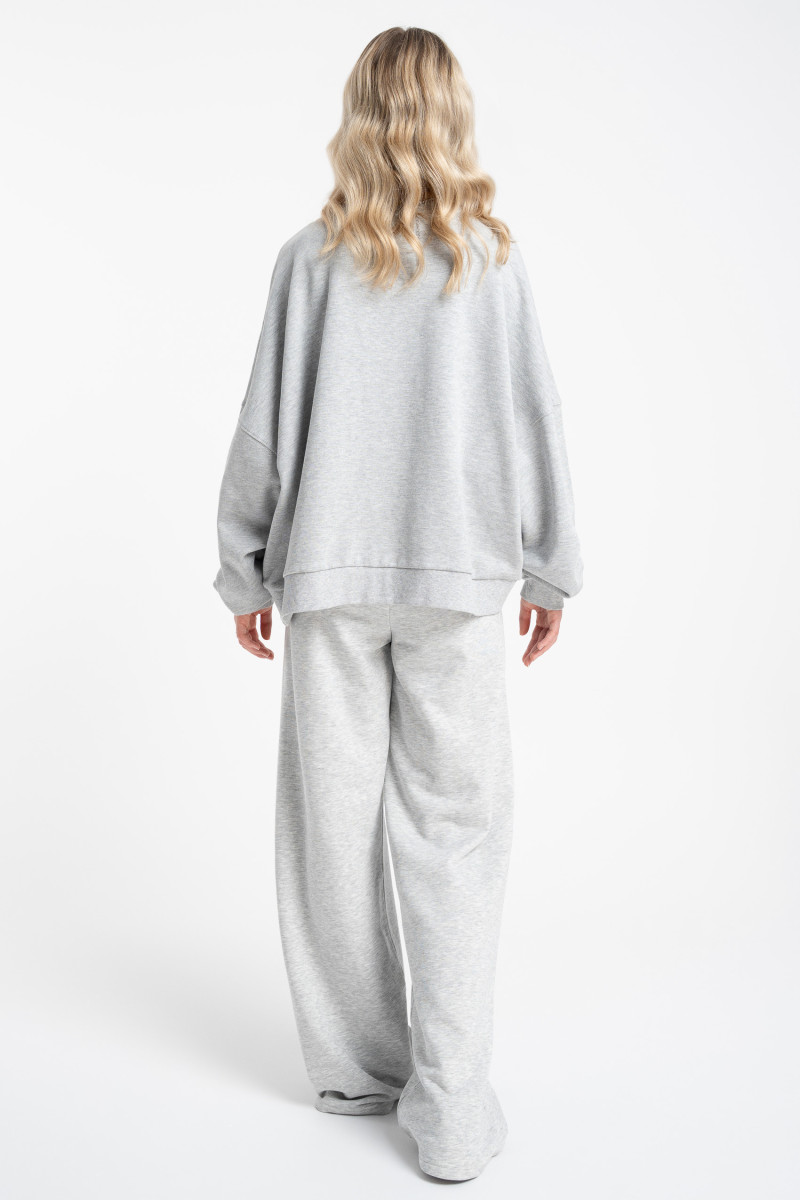 Szara bluza BOXY bez kaptura z autorską grafiką z przodu