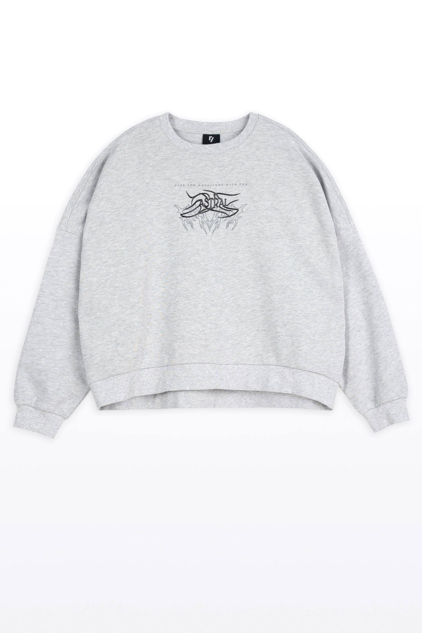 Szara bluza BOXY bez kaptura z autorską grafiką z przodu