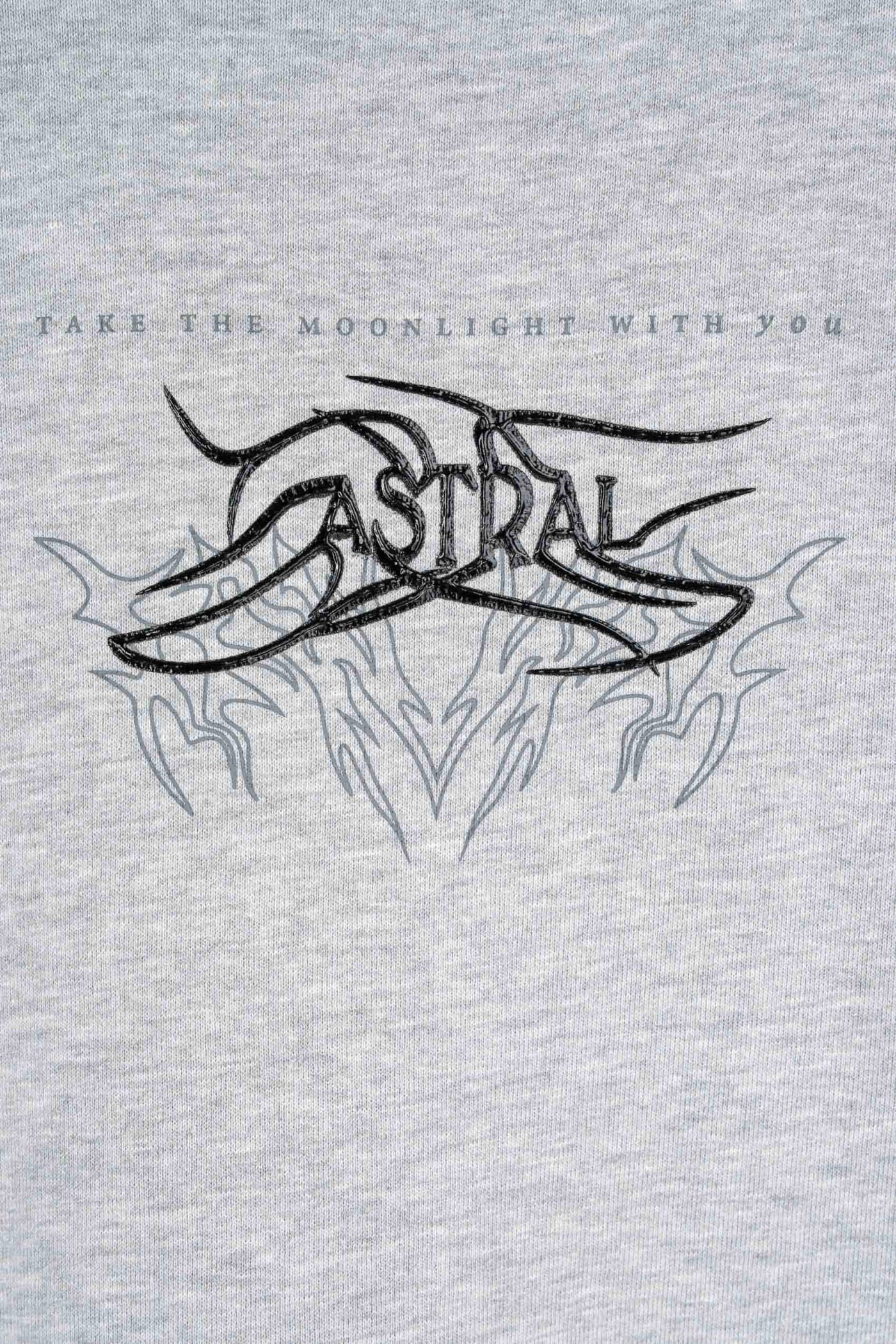 Szara bluza BOXY bez kaptura z autorską grafiką z przodu