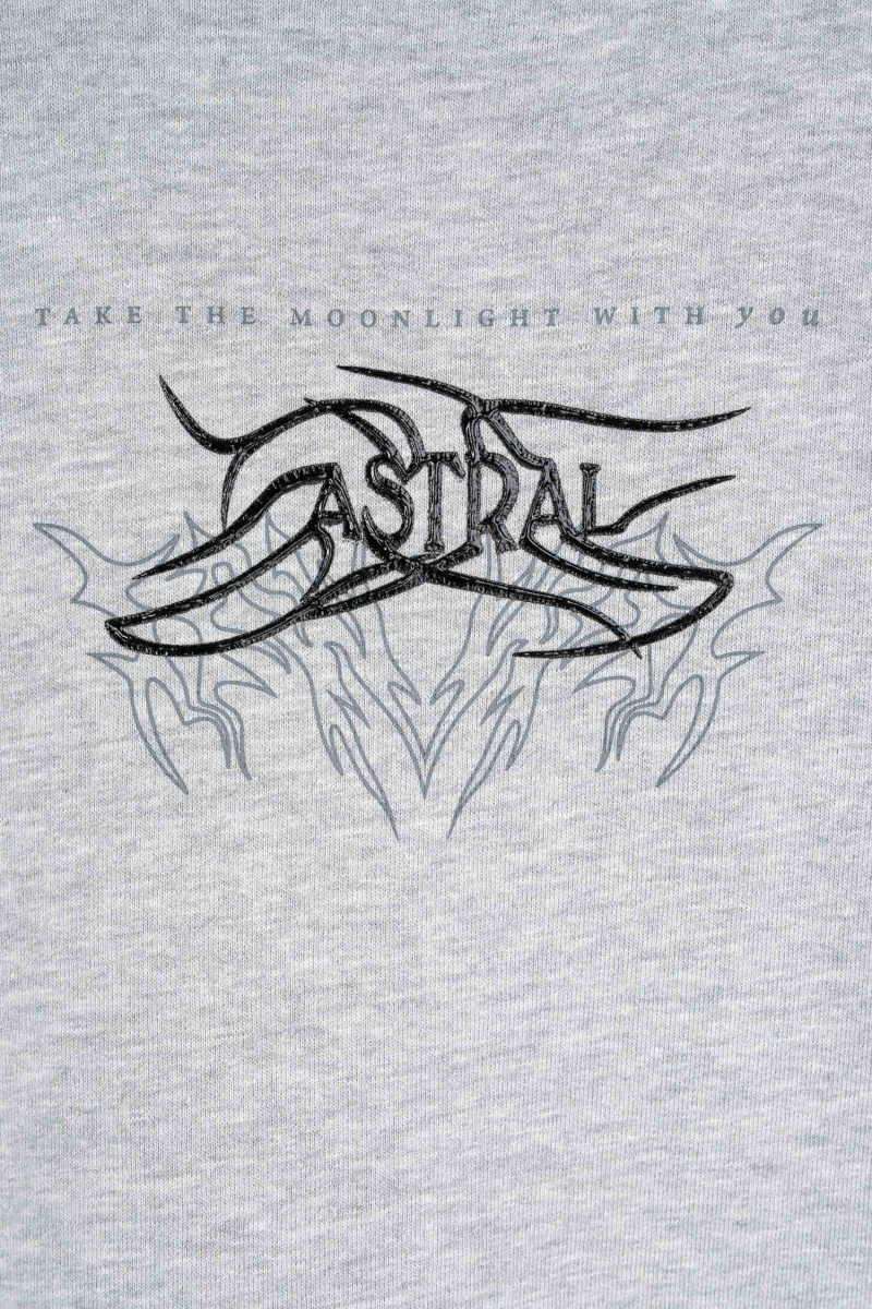 Szara bluza BOXY bez kaptura z autorską grafiką z przodu