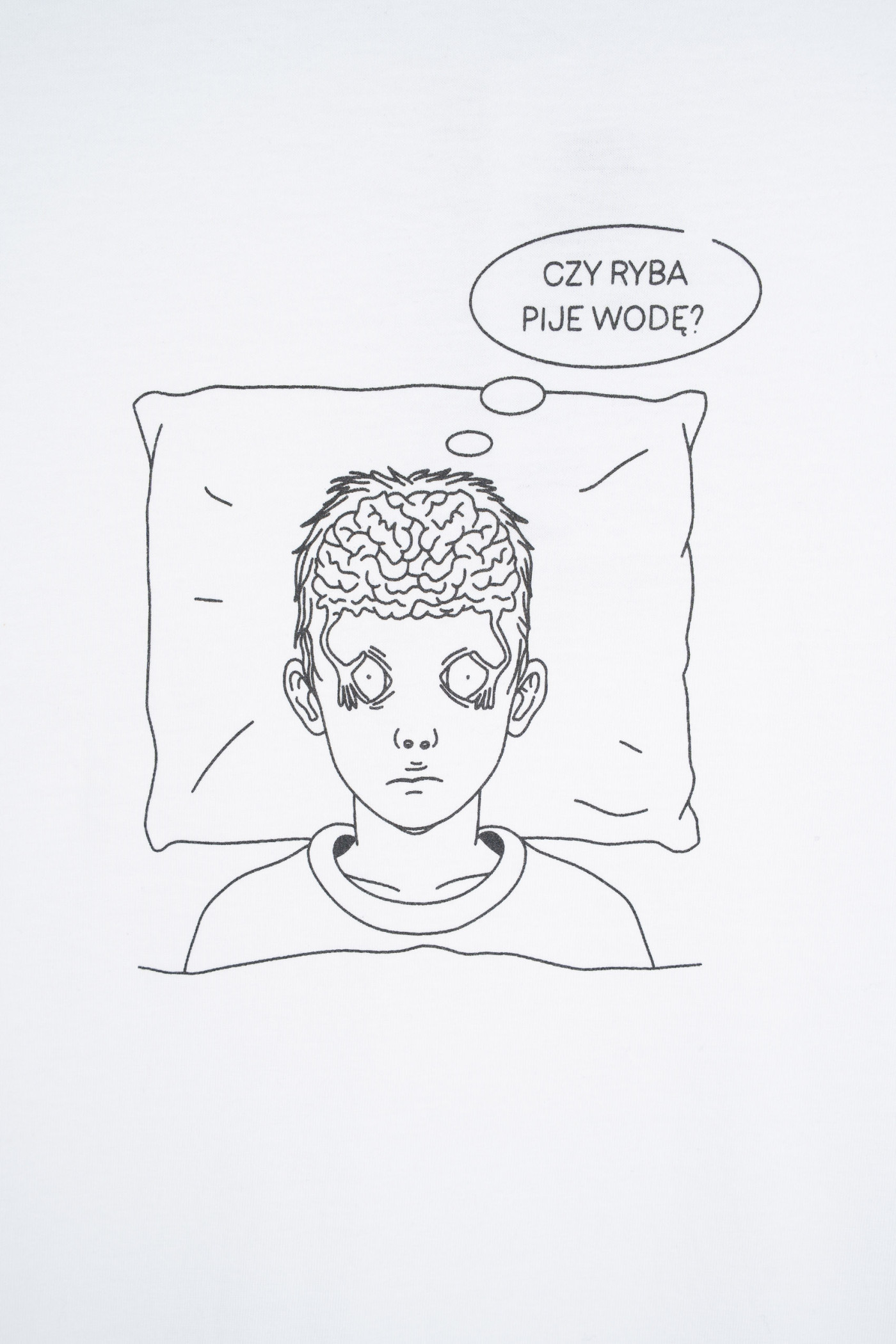 Biało-czarna piżama z autorską grafiką z przodu