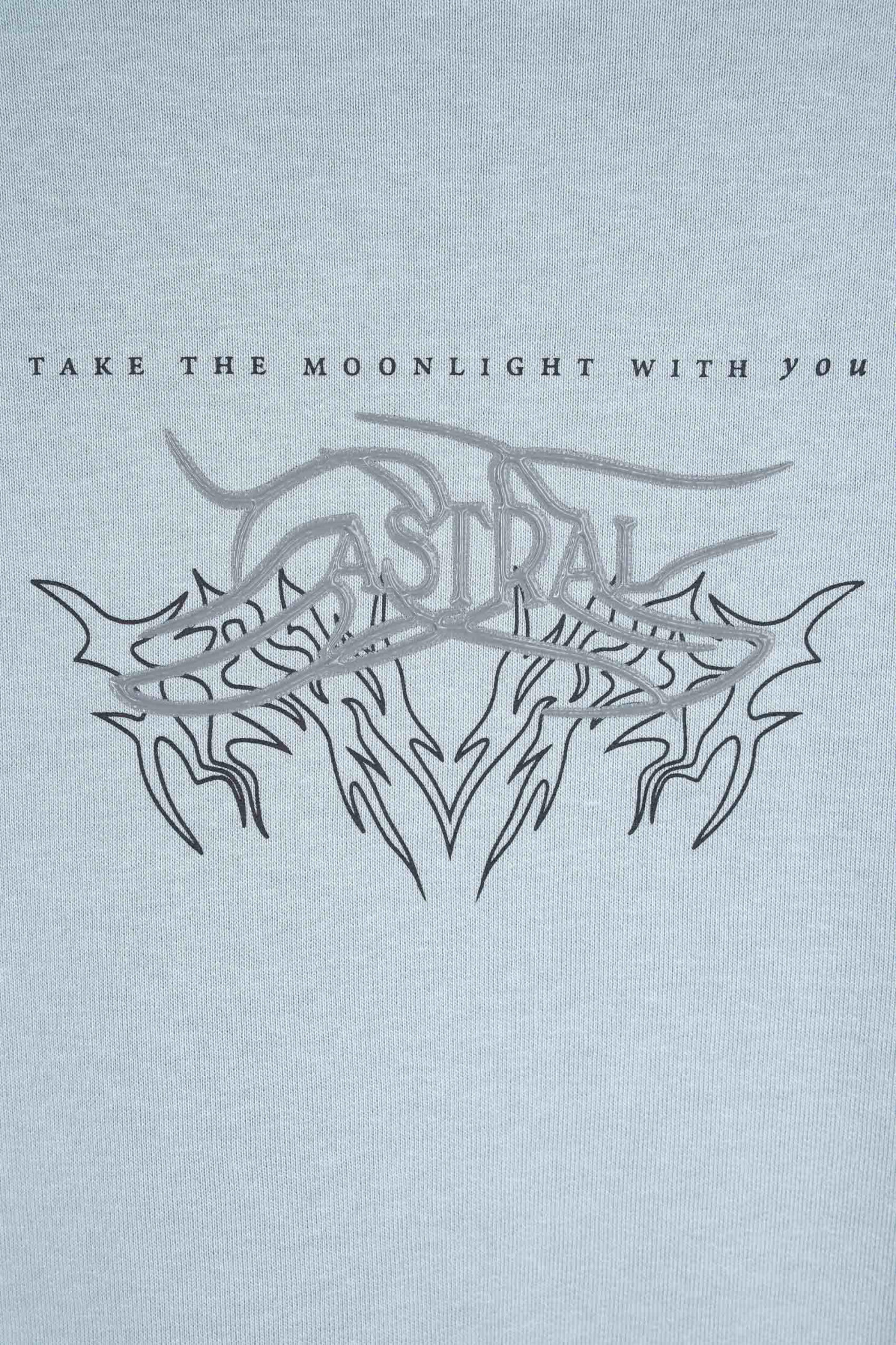 Jasnoniebieska bluza CREWNECK bez kaptura z autorską grafiką z przodu