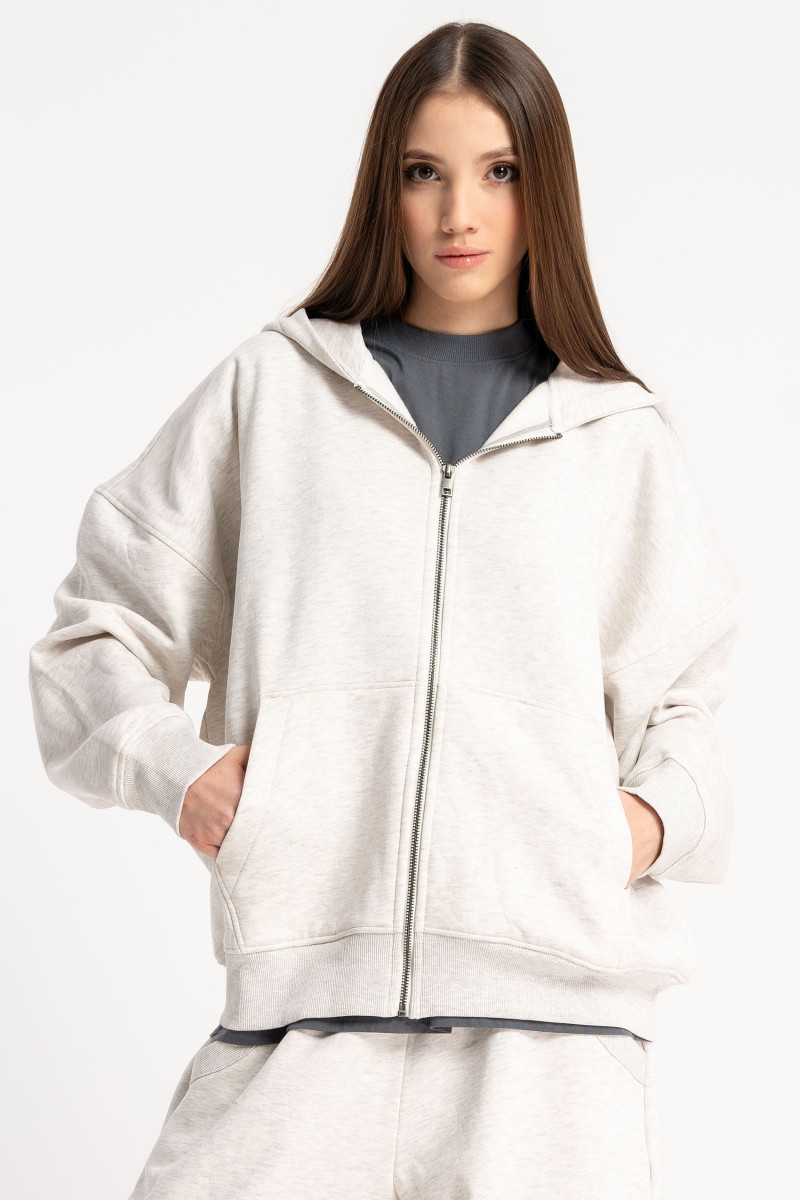 Szara bluza OVERSIZE z kapturem z autorską grafiką z tyłu