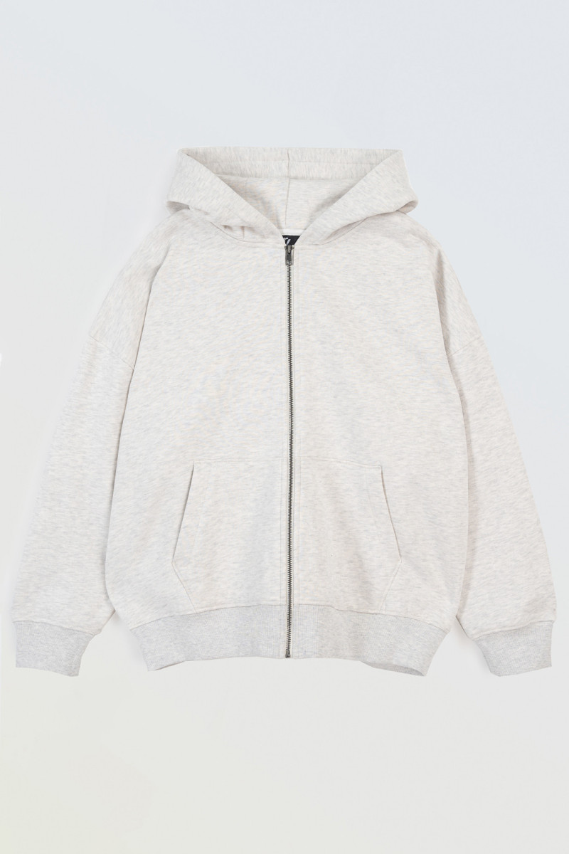 Szara bluza OVERSIZE z kapturem z autorską grafiką z tyłu