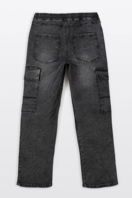 Szare spodnie jeansowe typu CARGO z efektem sprania Szare spodnie jeansowe typu CARGO z efektem sprania