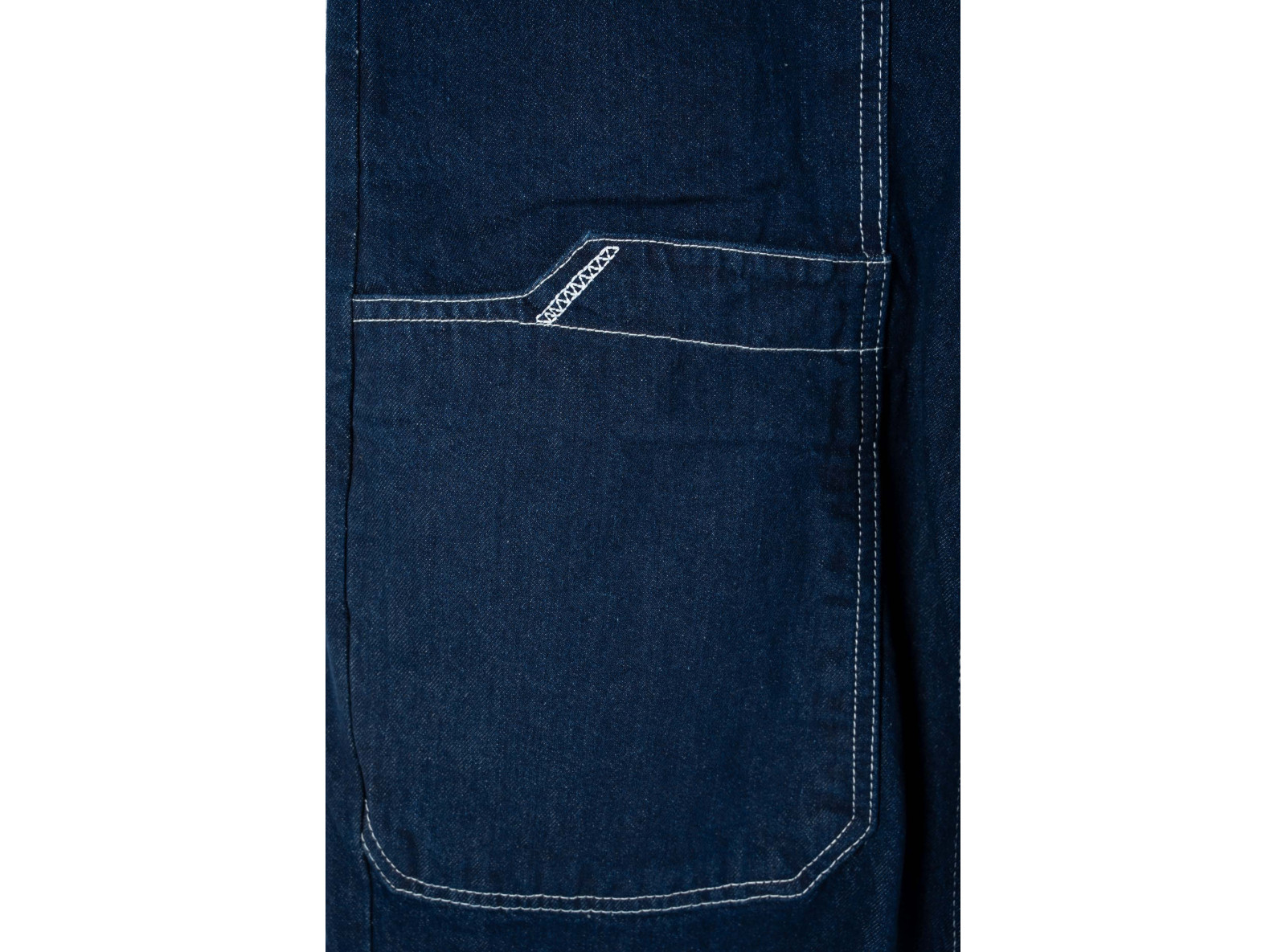 Granatowe spodnie jeansowe o kroju BAGGY z kontrastowymi przeszyciami